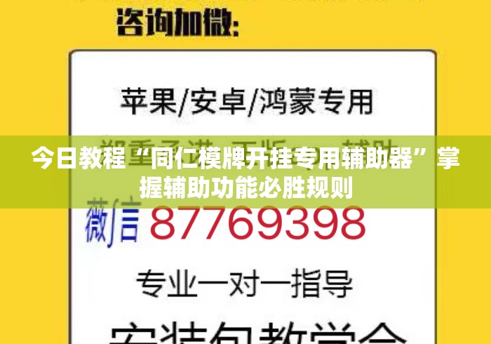 今日教程“同仁模牌开挂专用辅助器”掌握辅助功能必胜规则