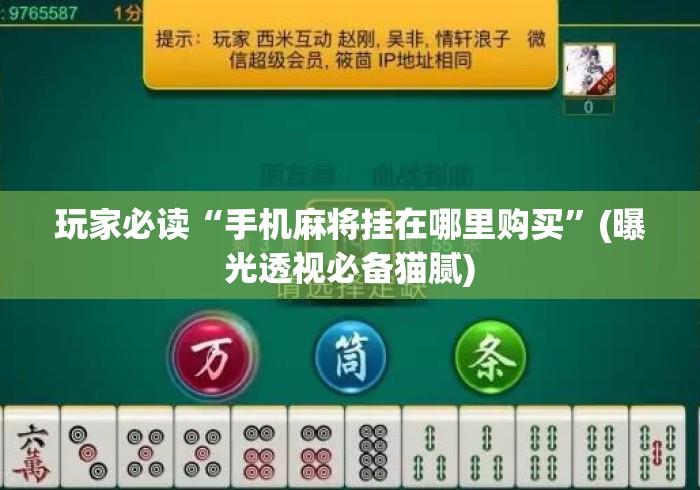 玩家必读“手机麻将挂在哪里购买	”(曝光透视必备猫腻)