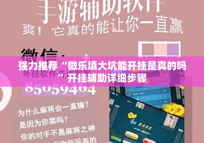 强力推荐“微乐填大坑能开挂是真的吗	”开挂辅助详细步骤