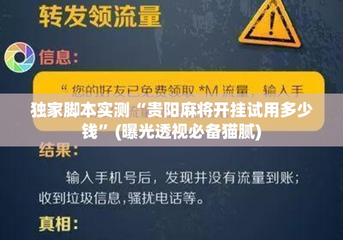 独家脚本实测“贵阳麻将开挂试用多少钱”(曝光透视必备猫腻)