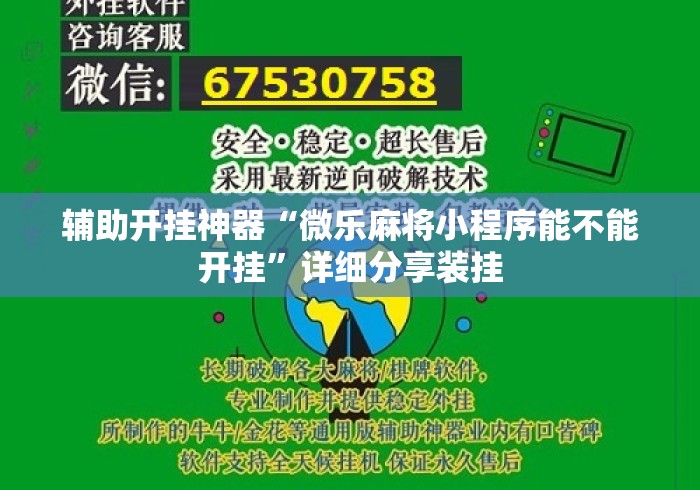 辅助开挂神器“微乐麻将小程序能不能开挂”详细分享装挂