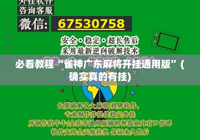 必看教程“雀神广东麻将开挂通用版	”(确实真的有挂)