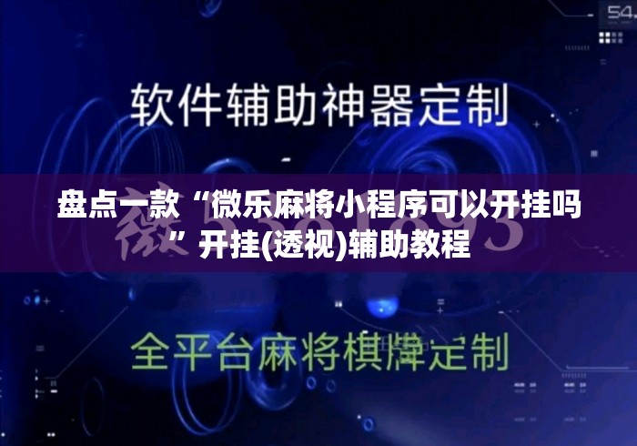 盘点一款“微乐麻将小程序可以开挂吗”开挂(透视)辅助教程