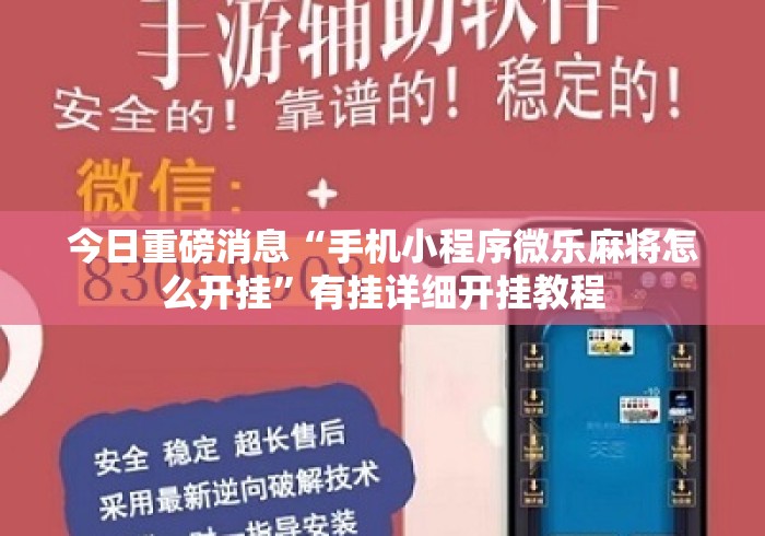 今日重磅消息“手机小程序微乐麻将怎么开挂”有挂详细开挂教程