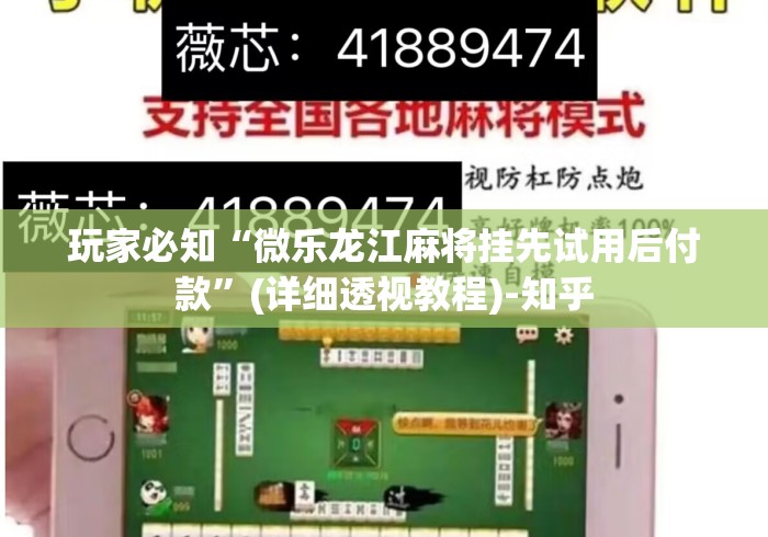 玩家必知“微乐龙江麻将挂先试用后付款”(详细透视教程)-知乎