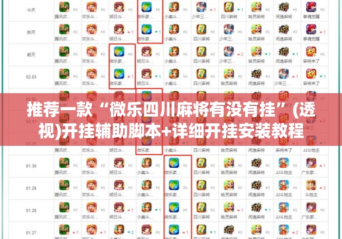推荐一款“微乐四川麻将有没有挂”(透视)开挂辅助脚本+详细开挂安装教程