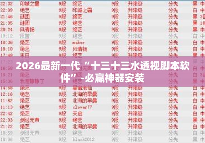2026最新一代“十三十三水透视脚本软件”-必赢神器安装