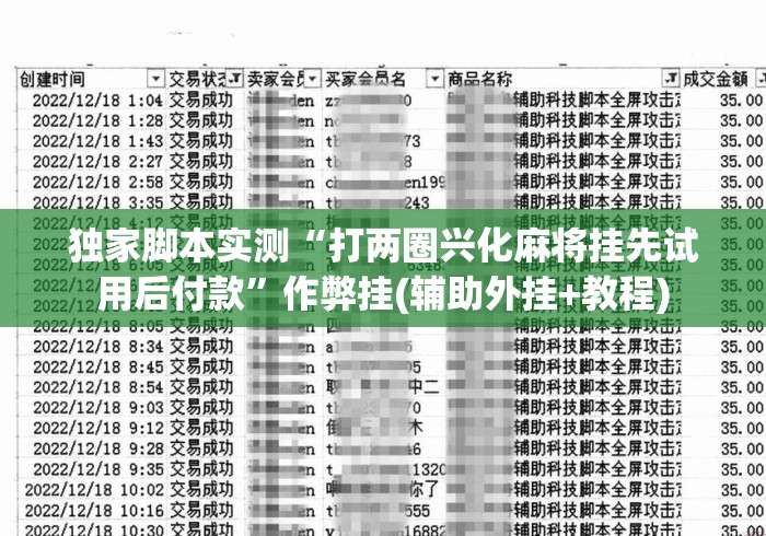 独家脚本实测“打两圈兴化麻将挂先试用后付款”作弊挂(辅助外挂+教程)