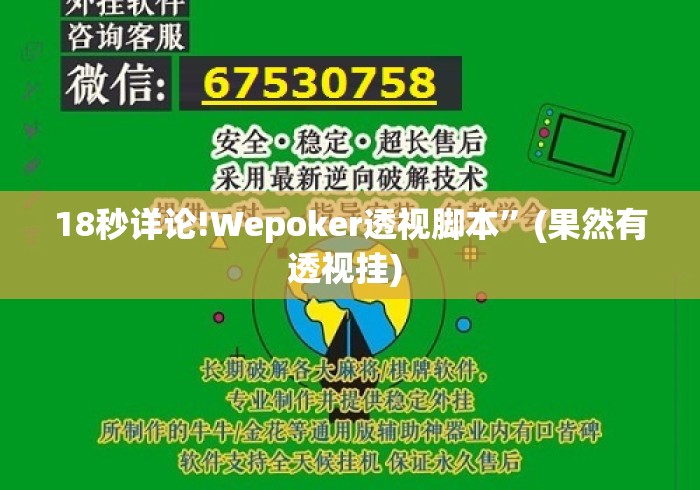18秒详论!Wepoker透视脚本”(果然有透视挂) 