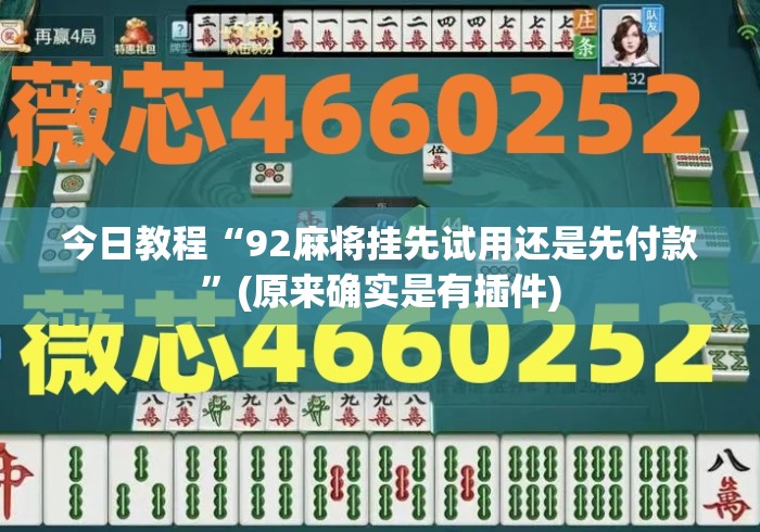 今日教程“92麻将挂先试用还是先付款”(原来确实是有插件)