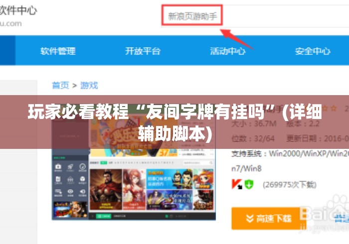 玩家必看教程“友间字牌有挂吗”(详细辅助脚本)