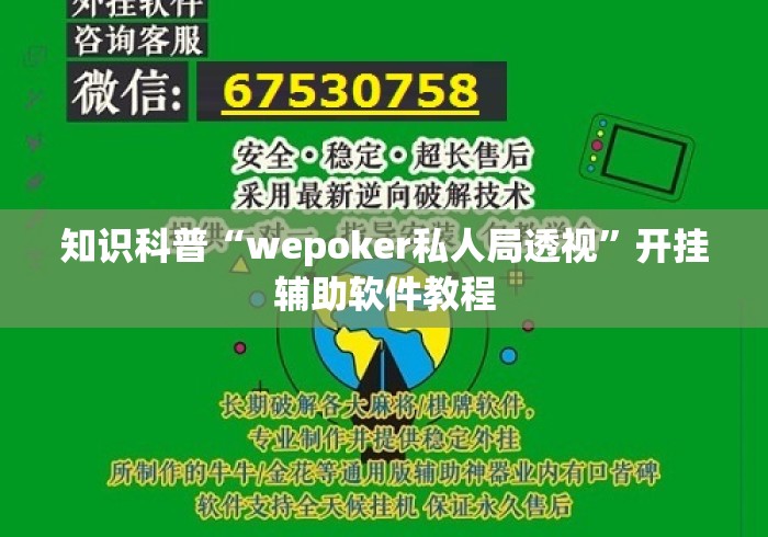 知识科普“wepoker私人局透视	”开挂辅助软件教程
