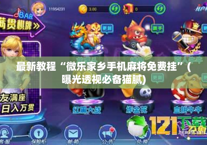最新教程“微乐家乡手机麻将免费挂”(曝光透视必备猫腻)
