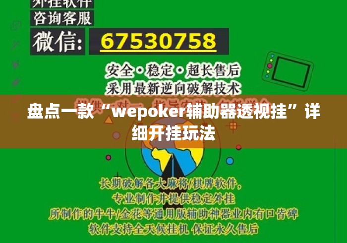 盘点一款“wepoker辅助器透视挂	”详细开挂玩法