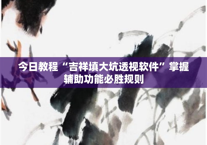 今日教程“吉祥填大坑透视软件”掌握辅助功能必胜规则