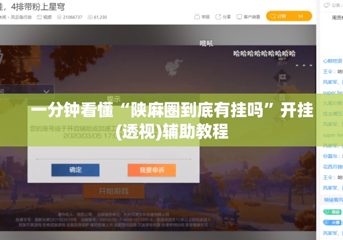 一分钟看懂“陕麻圈到底有挂吗”开挂(透视)辅助教程
