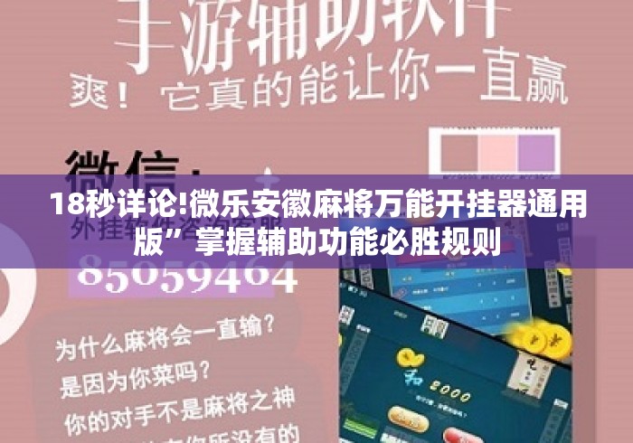 18秒详论!微乐安徽麻将万能开挂器通用版”掌握辅助功能必胜规则