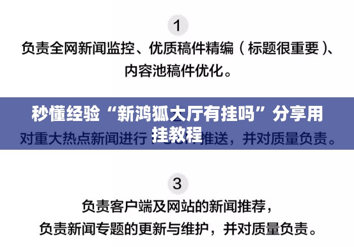 秒懂经验“新鸿狐大厅有挂吗”分享用挂教程