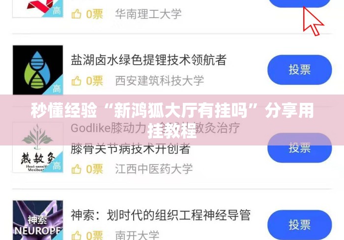 秒懂经验“新鸿狐大厅有挂吗	”分享用挂教程