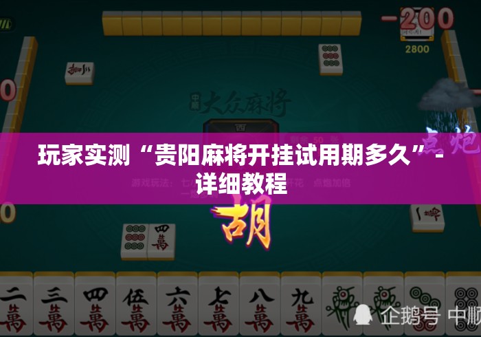 玩家实测“贵阳麻将开挂试用期多久”-详细教程