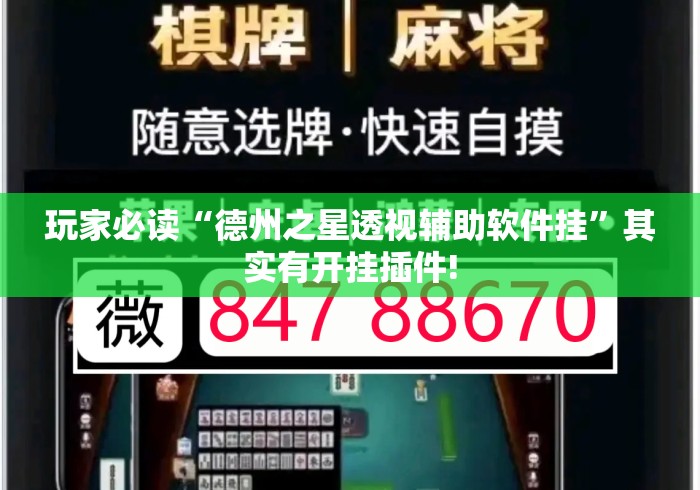 玩家必读“德州之星透视辅助软件挂	”其实有开挂插件!