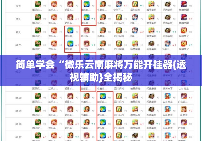 简单学会“微乐云南麻将万能开挂器{透视辅助}全揭秘