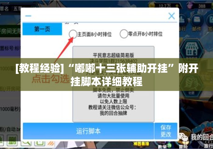 [教程经验]“嘟嘟十三张辅助开挂”附开挂脚本详细教程