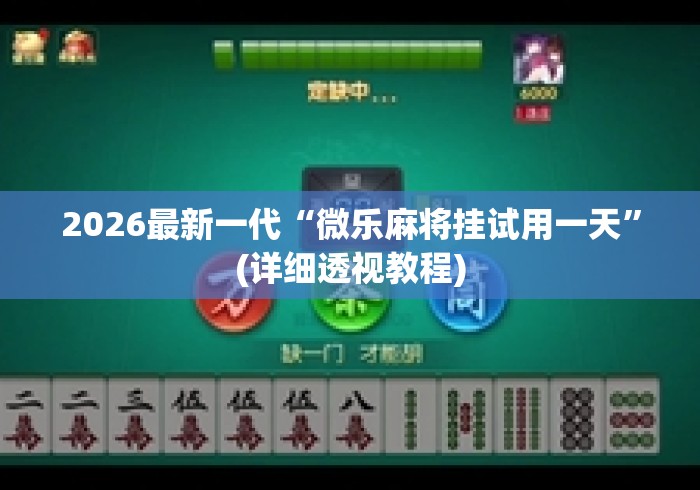 2026最新一代“微乐麻将挂试用一天”(详细透视教程)