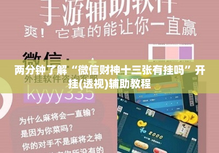 两分钟了解“微信财神十三张有挂吗”开挂(透视)辅助教程