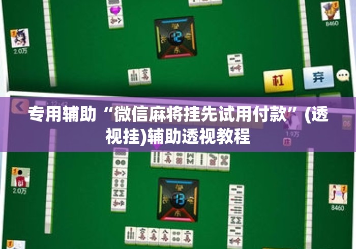 专用辅助“微信麻将挂先试用付款”(透视挂)辅助透视教程