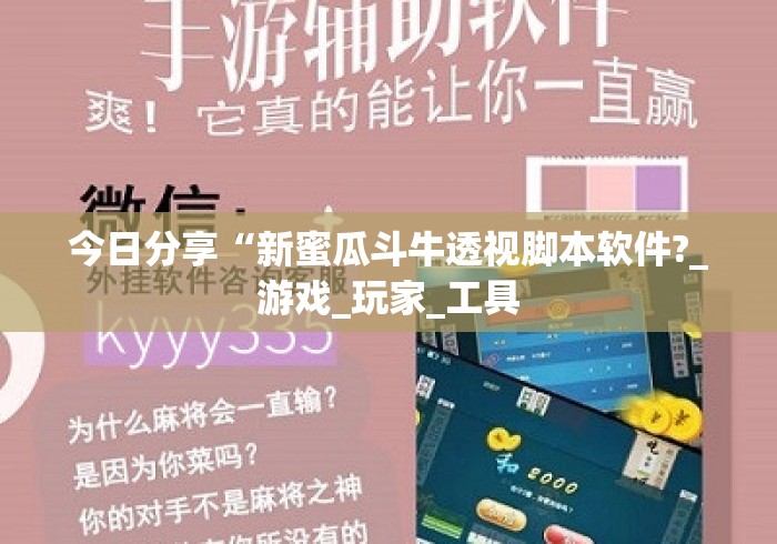今日分享“新蜜瓜斗牛透视脚本软件?_游戏_玩家_工具
