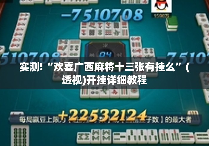 实测!“欢喜广西麻将十三张有挂么”(透视)开挂详细教程