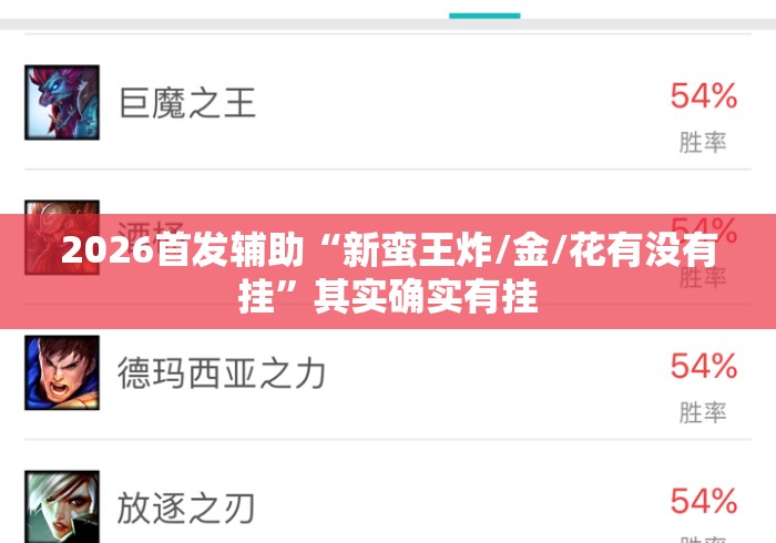 2026首发辅助“新蛮王炸/金/花有没有挂”其实确实有挂