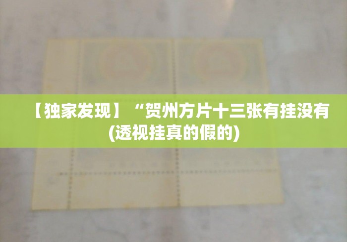 【独家发现】“贺州方片十三张有挂没有(透视挂真的假的)