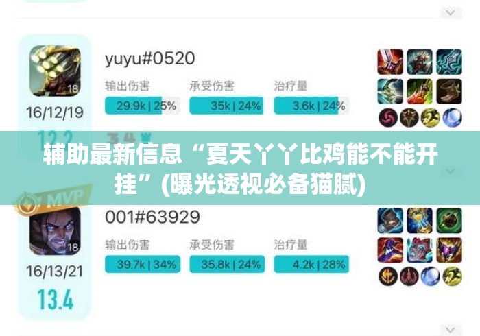 辅助最新信息“夏天丫丫比鸡能不能开挂	”(曝光透视必备猫腻)