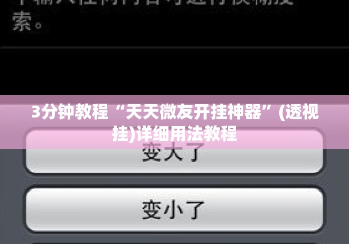 3分钟教程“天天微友开挂神器”(透视挂)详细用法教程