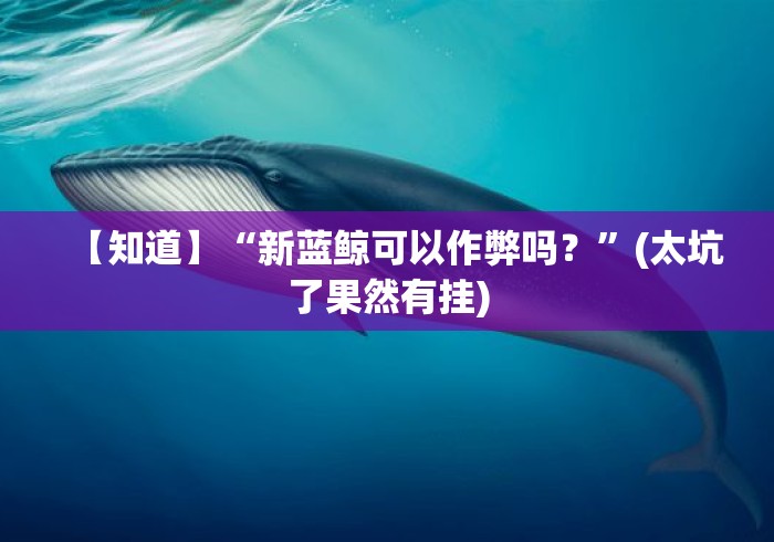 【知道】“新蓝鲸可以作弊吗？”(太坑了果然有挂)