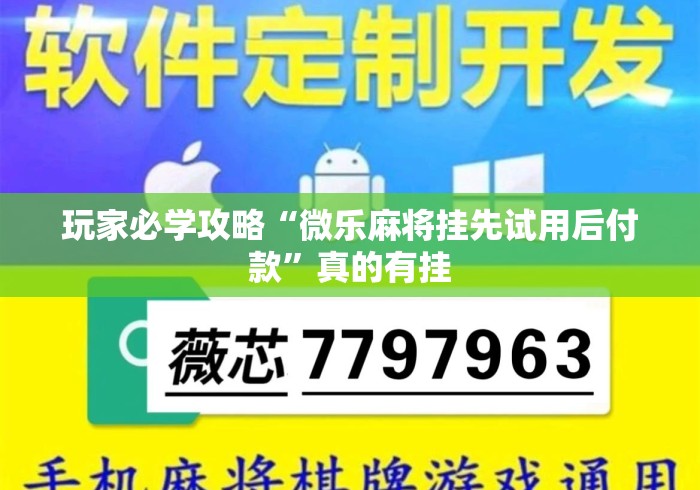 玩家必学攻略“微乐麻将挂先试用后付款”真的有挂