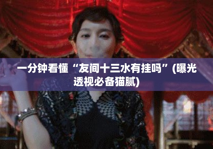 一分钟看懂“友间十三水有挂吗”(曝光透视必备猫腻)