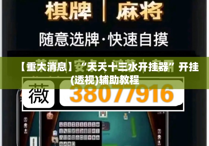 【重大消息】“天天十三水开挂器”开挂(透视)辅助教程