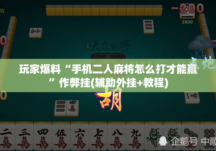 玩家爆料“手机二人麻将怎么打才能赢”作弊挂(辅助外挂+教程)