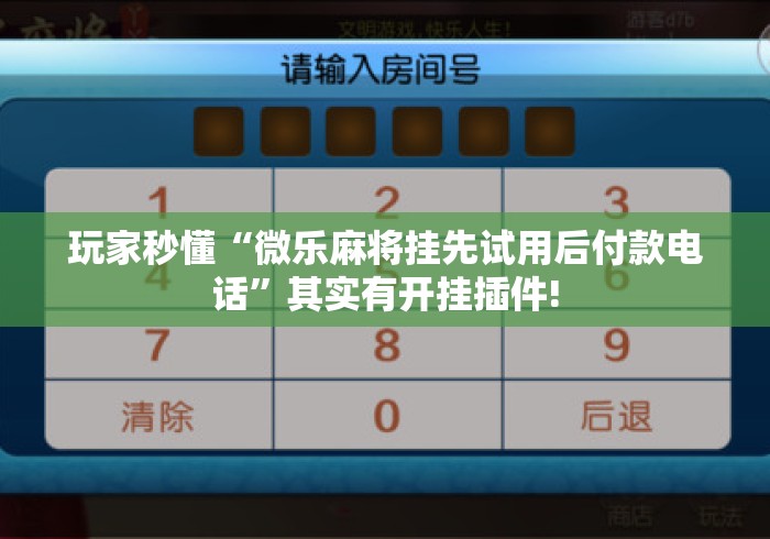 玩家秒懂“微乐麻将挂先试用后付款电话”其实有开挂插件!