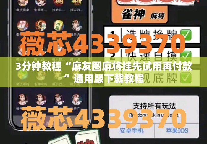 3分钟教程“麻友圈麻将挂先试用再付款”通用版下载教程