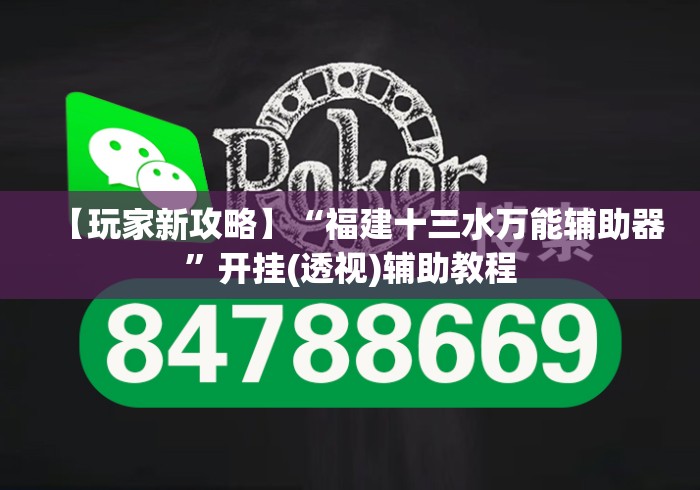 【玩家新攻略】“福建十三水万能辅助器”开挂(透视)辅助教程