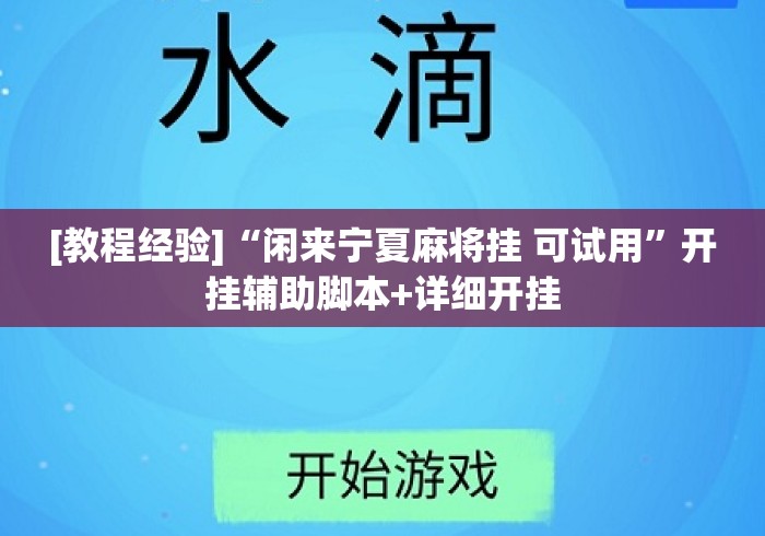 [教程经验]“闲来宁夏麻将挂 可试用”开挂辅助脚本+详细开挂