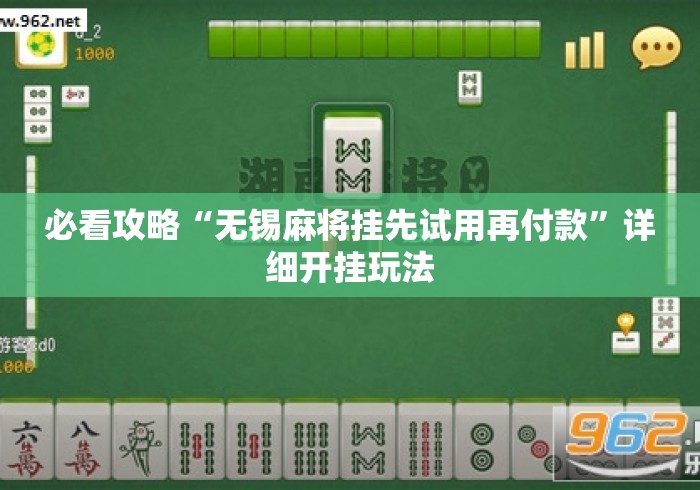 必看攻略“无锡麻将挂先试用再付款”详细开挂玩法