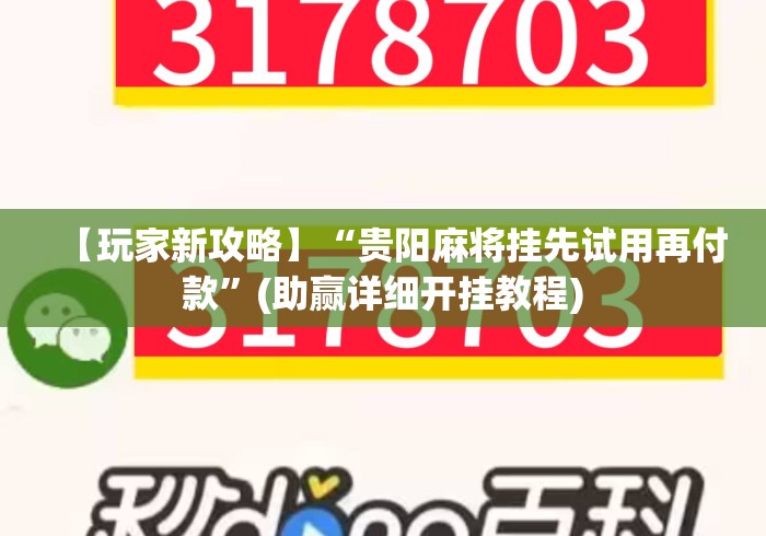 【玩家新攻略】“贵阳麻将挂先试用再付款”(助赢详细开挂教程)