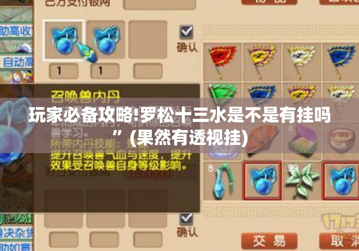 玩家必备攻略!罗松十三水是不是有挂吗”(果然有透视挂)