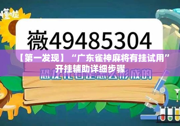 【第一发现】“广东雀神麻将有挂试用”开挂辅助详细步骤