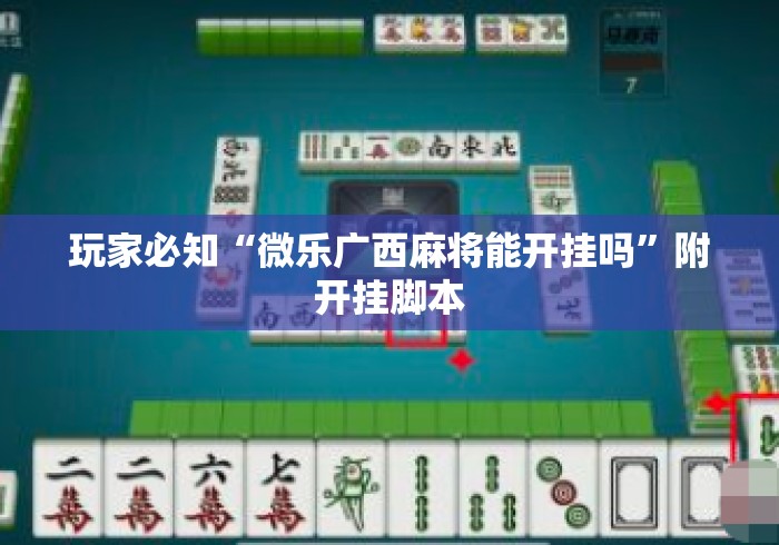 玩家必知“微乐广西麻将能开挂吗”附开挂脚本